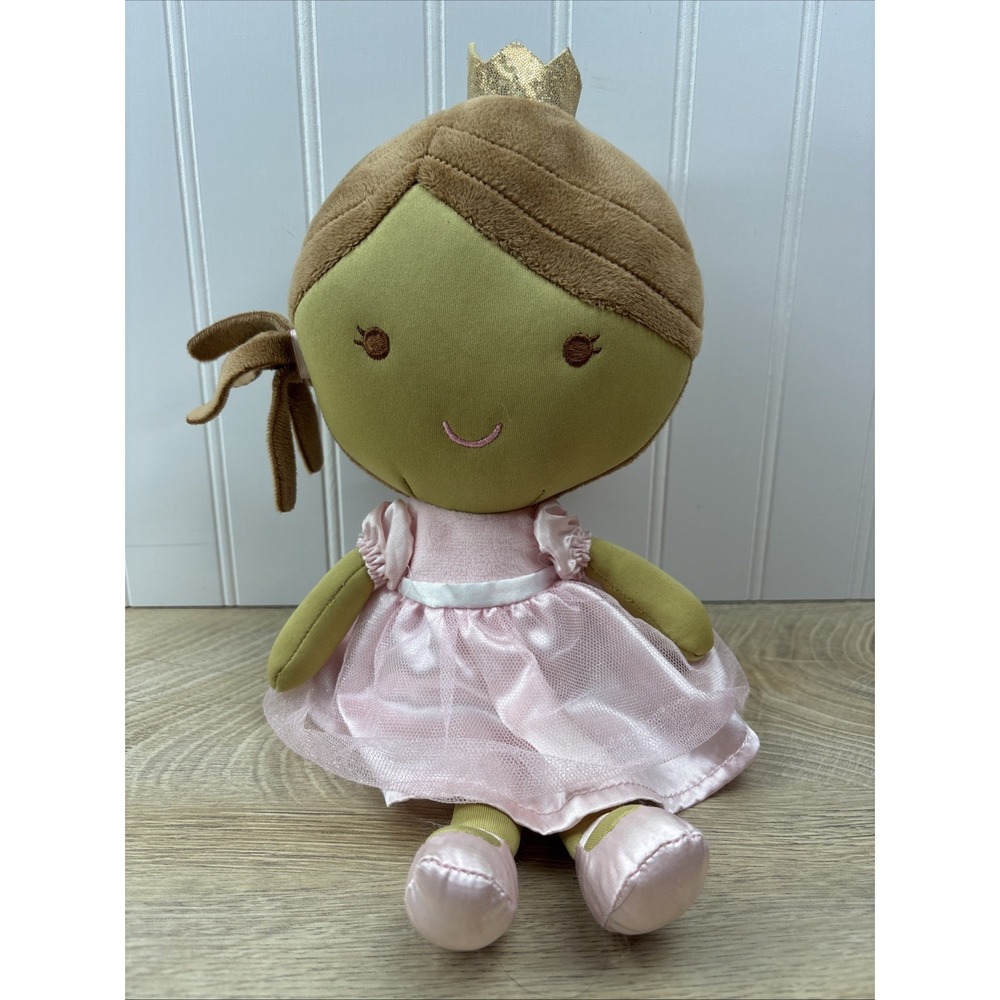 Carter's Princess Plush Doll Girl Brown Hair & Eyes Pink Dress 2020 Gold Crown